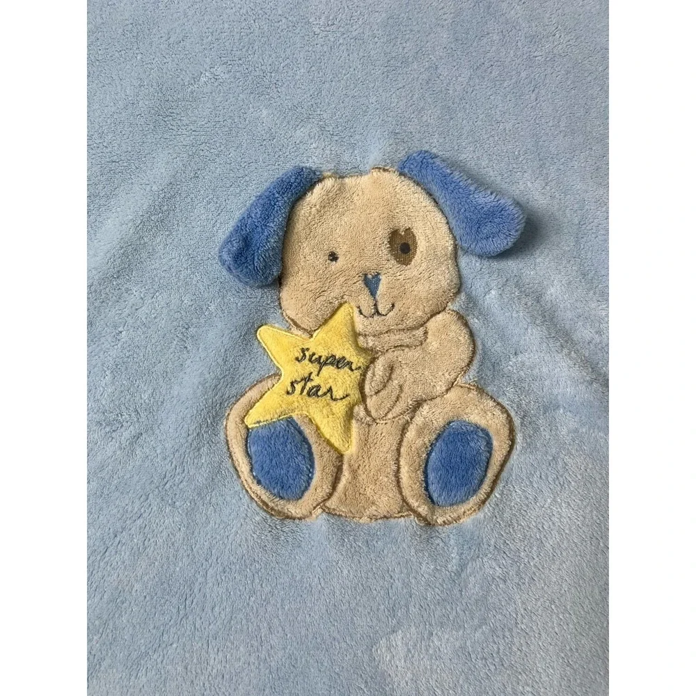 Messages from the Heart Baby Blanket Blue Super Star Puppy Dog Fleece